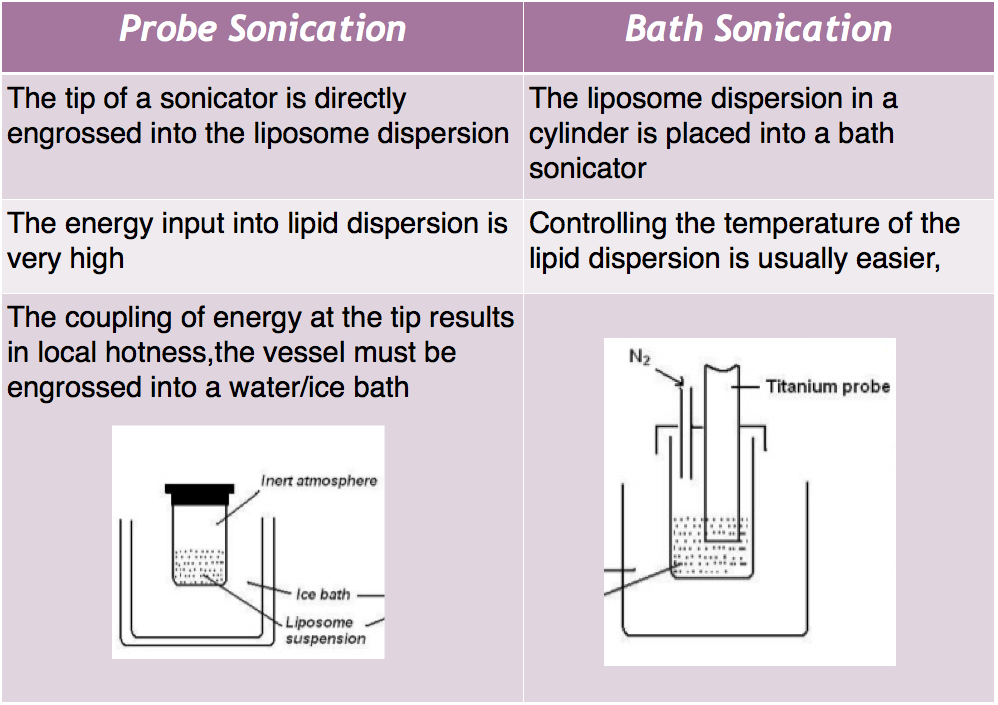 Figure 2. Two types of sonication to prepare liposomes