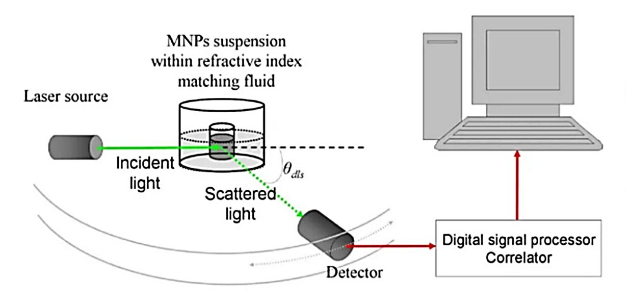 A schematic of the dynamic light scattering (DLS) setup.