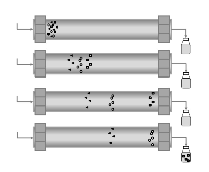 Principle of separation in HPLC.